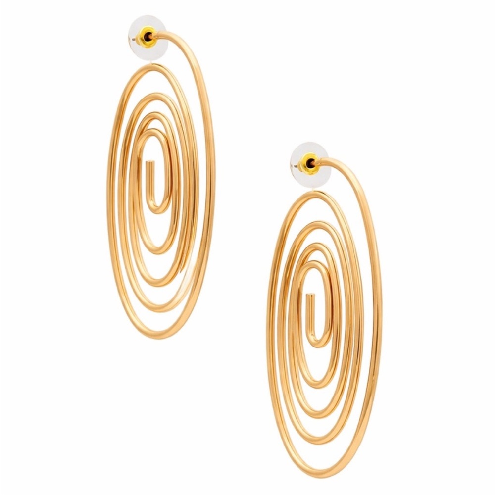 New! Gold Spiral Statement Earrings NWOT